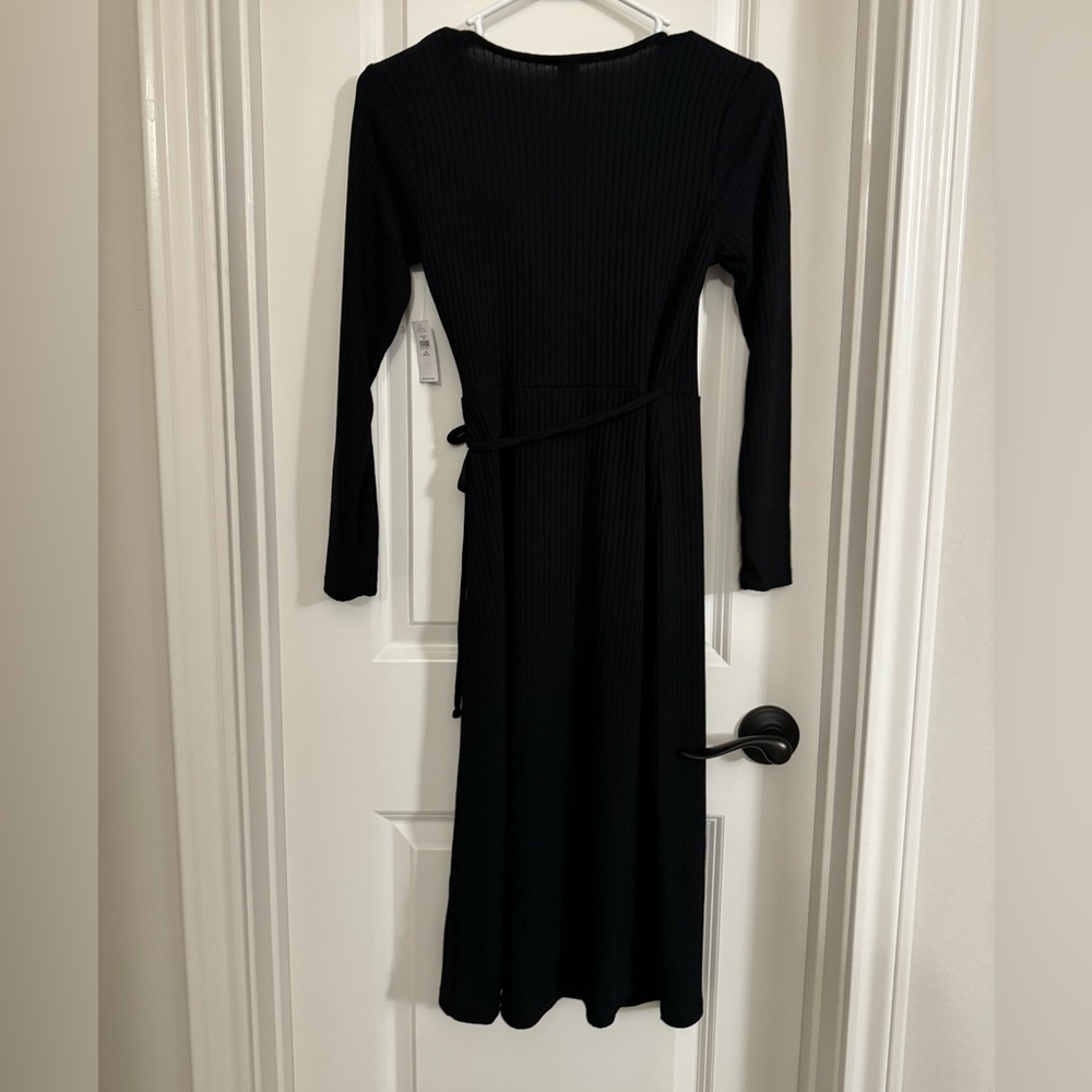 Black midi wrap dress